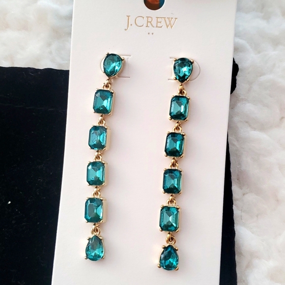 Last One💥 J. Crew Blue/Green Gem Single Layer Earrings NWT ✨️ - Picture 7 of 8